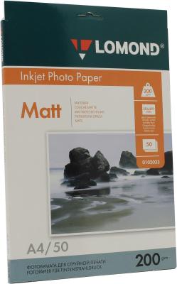 0102033 бумага LOMOND (A4, 200гр, 50л) Photo Матовая , 2 стор.