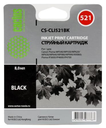 Картридж Cactus CS-CLI521BK для Canon PIXMA MP540 MP550 MP620 MP630 MP640 MP660 черный