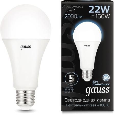 Лампа светодиодная E27 22W 4100К груша матовая 102502222