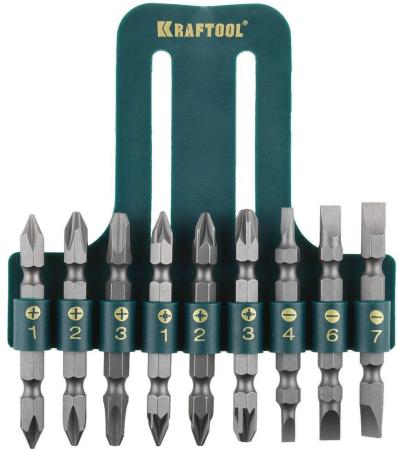 Набор KRAFTOOL Биты двухсторонние, в пласт. держателе, Cr-V, 9 предметов