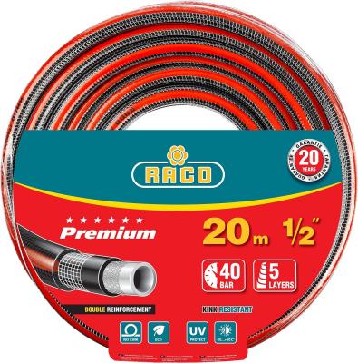 Шланг RACO PREMIUM поливочный, 40атм., армированный, 5-ти слойный, 1/2"х20м