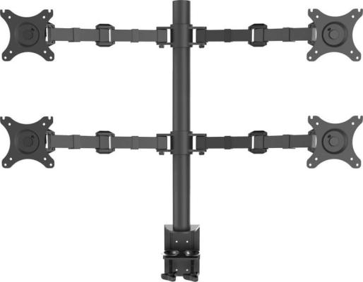 Кронштейн для 4-х мониторов ONKRON/ 10-32" макс. 100*100, струбцина, наклон -85?+90? поворот 360?, вылет от основания 0-385мм, вертикальное перемещение 200-660мм, макс. нагрузка 10кг