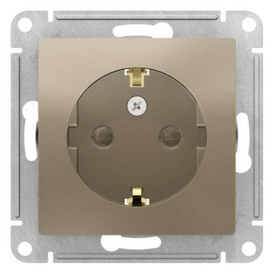 Механизм розетки SCHNEIDER ELECTRIC ATN000545  1-м сп atlas design с заземл. защ. шторки 16а шампан