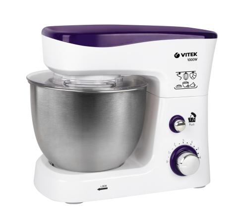 1443-VT(W) Кухонная машина VITEK мощность 1000 Вт.Cтальная чаша вместимостью 3,5 л.6 скорост.режимов