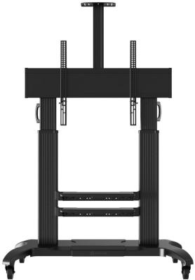 Мобильная стойка ONKRON на 1 ТВ/ 60-100" от 200х200 до 1000х600, макс нагр 136,4кг, высота 1400-1725мм, кабель-канал, 2 регулируемые полки, черная