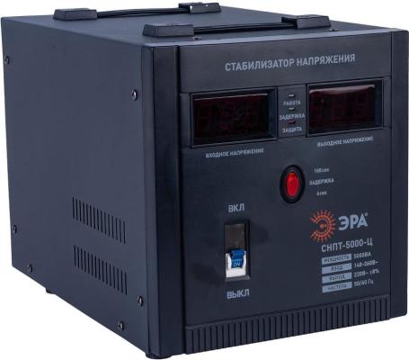 Стабилизатор напряжения Эра СНПТ-5000-Ц электронный однофазный черный