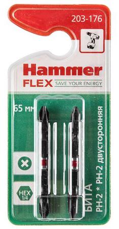 Бита Hammer Flex 203-176  PH-2*PH-2  двусторонняя 65мм, 2шт.