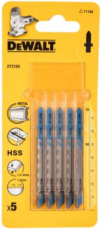 Пилки для лобзика DeWALT DT2160-QZ  по металлу HSS T 118 A, 5шт.