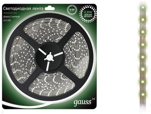 Лента светодиодная GAUSS 312000605  LED 2835/60-SMD 4.8W 12V DC зеленый блистер 5м