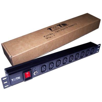 Блок розеток 19" 9 шт. C13, 10A 250V, без шнура питания TWT-PDU19-10A9C3