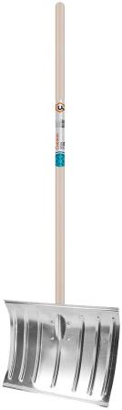 Лопата снеговая СИБИН 421857  алюминиевая с деревянным черенком, 430мм