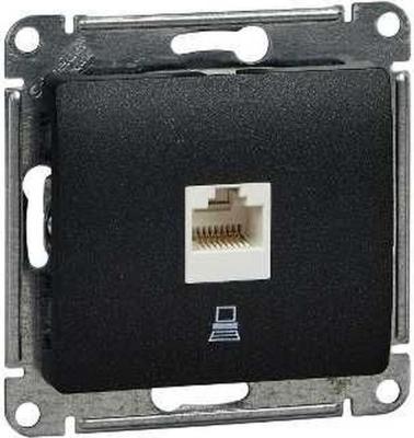 GLOSSA РОЗЕТКА компьютерная RJ45 кат.5E, АНТРАЦИТ