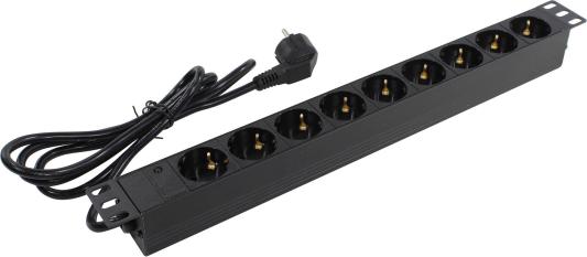 Exegate EX280848RUS Блок розеток ExeGate ServerPro PDU-19H902 Al-9S-EU1.8, 19",1U,алюм, 9Schuko, евровилка, 1.8м