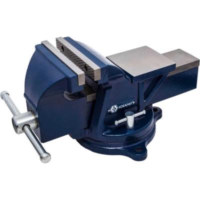 Тиски КОБАЛЬТ 245-992  слесарные поворотные ширина губок 150мм захват 150мм 17кг наковальня коробка