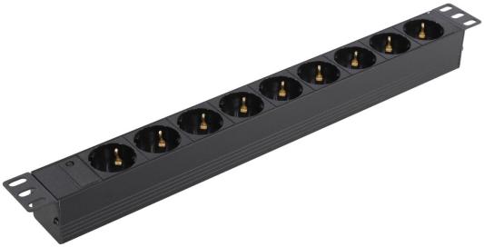 Exegate EX280847RUS Блок розеток ExeGate ServerPro PDU-19H901 Al-9S-C14, 19",1U,алюм, 9Schuko, С14