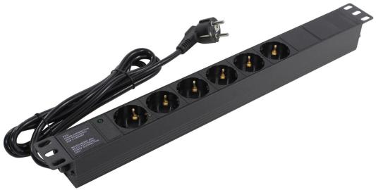 Exegate EX280827RUS Блок розеток ExeGate ServerPro PDU-19H602 Al-6S-EU2, 19",1U,алюм, 6Schuko, евровилка, 2м