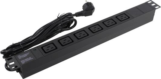 Exegate EX280871RUS Блок розеток ExeGate ServerPro PDU-19H013 Al-6C19-EU3-SW, 19",1U,алюм, 6 IEC 320 C19, евровилка, 3м