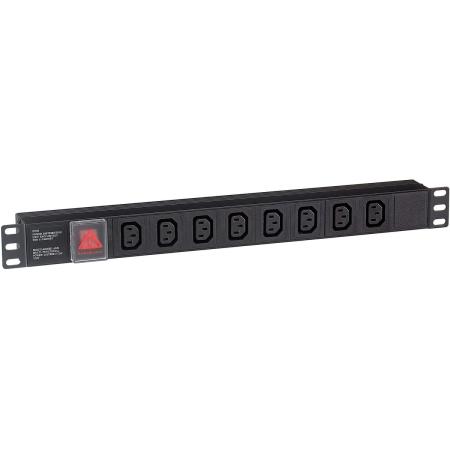 Exegate EX280854RUS Блок розеток ExeGate ServerPro PDU-19H808 Al-8С13-C14-SW, 1U, Алюм., 8 IEC 320 C13, С14