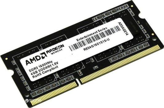 Оперативная память для ноутбука AMD R534G1601S1S-U SO-DIMM 4Gb DDR3 1600 MHz R534G1601S1S-U