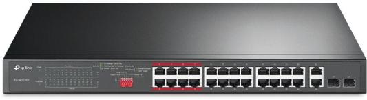 24-port 10/100Mbps Unmanaged PoE+ Switch with 2 combo RJ-45/SFP uplink ports, metal case, rack mount