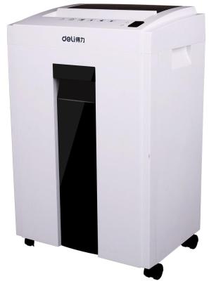 Шредер Deli 9953 белый (секр.P-5)/фрагменты/8лист./23лтр./скрепки/скобы/пл.карты/CD