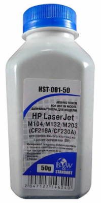 Тонер для картриджей CF218A/CF230A для совместимого картриджа с роликом проявки (DR) (фл. 50г) B&W Standart фас.Россия