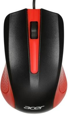 Мышь Acer OMW012 черный/красный оптическая (1200dpi) USB (3but)
