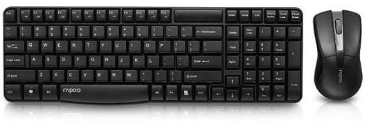 Клавиатура + мышь Rapoo X1800S клав:черный мышь:черный USB беспроводная