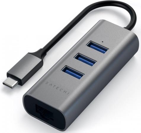 Концентратор USB Type-C Satechi ST-TC2N1USB31AM 3 х USB 3.0 RJ-45 серый