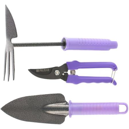 Набор садового инструмента с секатором, пластиковые рукоятки, 3 предмета, STANDARD// Palisad