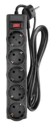 CBR Сетевой фильтр CSF 2505-5.0 Black PC, 5 евророзеток, длина кабеля 5 метров, цвет чёрный (пакет)