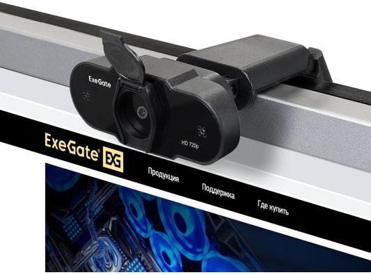 Exegate EX287385RUS Веб-камера ExeGate BlackView C525 HD (матрица 1/3"1,3 Мп,1280х720,720P,30fps,4-линзовый объектив,USB+35mm Jack,фиксированный фокус, микрофон с шумоподавлением, универсальное к