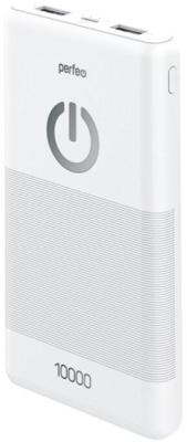 Perfeo Powerbank 10000 mah + Micro usb /In Micro usb /Out USB 1 А, 2.1A/ White (PF_B4297)