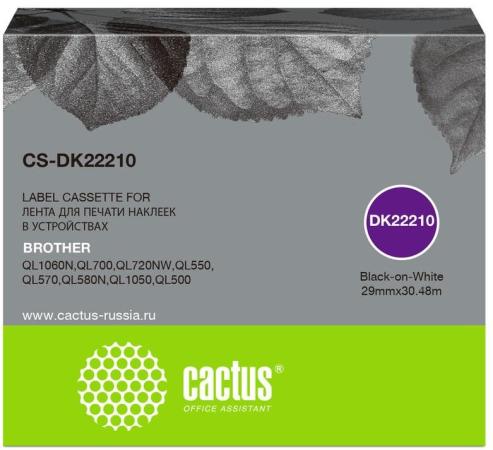 Картридж ленточный Cactus CS-DK22210 черный для Brother P-touch QL-500, QL-550, QL-700, QL-800