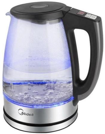 Чайник электрический Midea MK-8009 1.7л. 2200Вт серебристый/черный (корпус: стекло)