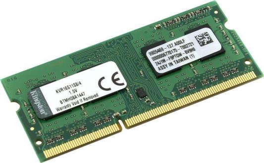 Оперативная память для ноутбука Kingston ValueRAM SO-DIMM 4Gb DDR3 1600 MHz KVR16S11S8/4WP