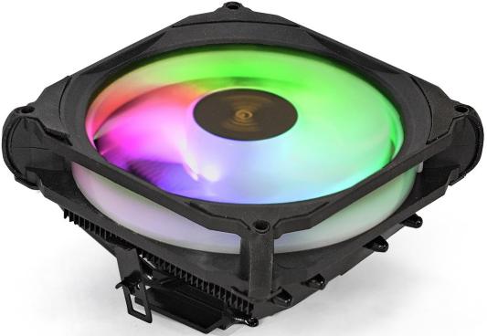 Exegate EX286158RUS Кулер ExeGate Dark Magic EE400XL-PWM.RGB (Al black coating, 4 copper heatpipe, LGA775/1150/1151/1155/1156/1200/AM2/AM2+/AM3/AM3+/AM4/FM1/FM2/754/939/940, TDP 125W, Fan 120mm, PWM,