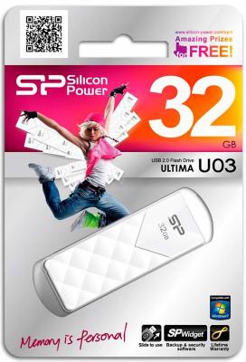 Внешний накопитель 32GB USB Drive <USB 2.0 Silicon Power Ultima U3 White (SP032GBUF2U03V1W)