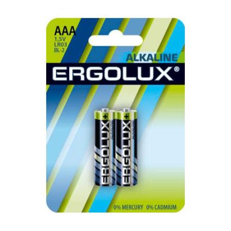 Батарея Ergolux Alkaline LR03 BL-2 AAA 1250mAh (2шт) блистер