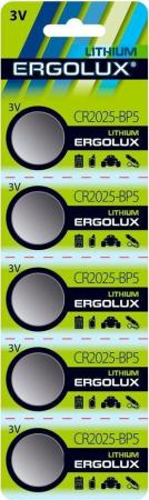 Батарея Ergolux Lithium CR2025-BP5 CR2025 150mAh (5шт) блистер