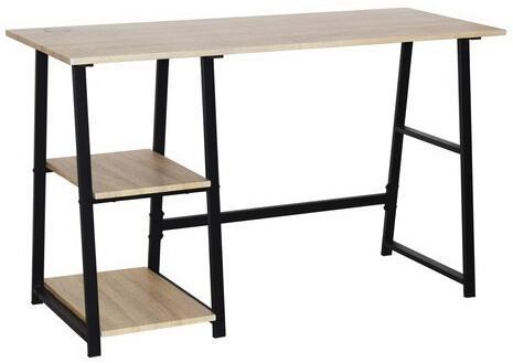 Стол на металлокаркасе BRABIX "LOFT CD-006",1200х500х730 мм,, 2 полки, цвет дуб натуральный, 641226