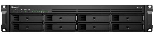 Synology Rack 2U, QC2.2GHzCPU/4GbDDR4(upto32)/RAID0,1,5,6,10/upto 8 hot plug HDDs SATA(3,5'or2,5')(upto 12 with RX418)/2xUSB3.2/1eSATA/iSCSI/4xGbE(+1Expslot)/2xIPcam(upto 40)/2xPS/norail