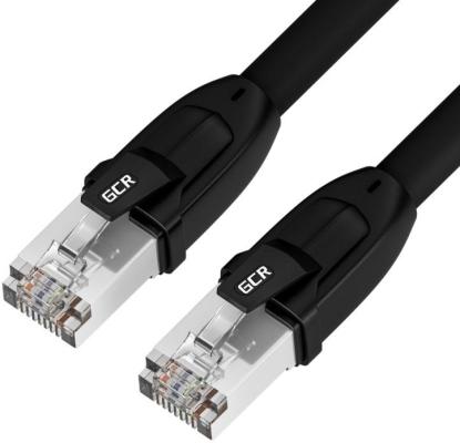 GCR Патч-корд PROF кат.8 ethernet  30.0m F/FTP,  RJ45, CU, 26 AWG, литой, прямой, черный, экранированные коннекторы, GCR-52354