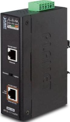IP30, Industrial Single-Port 10/100/1000Mbps 802.3bt PoE++ Injector (60 Watts, Legacy mode support, PoE Usage LED, -40 to 75 C)