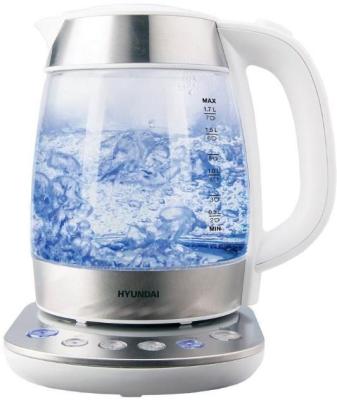 Чайник электрический Hyundai HYK-G4033 1.7л. 2200Вт белый/серебристый (корпус: стекло)