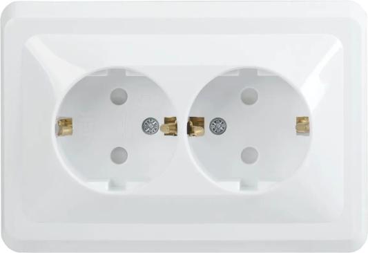 Розетка силовая (2розет.) IEK ВЕГА (ERV24-K01-16-DM) скрыт. зазем. штор. IP20 белый (упак.:1шт)