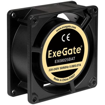Exegate EX288998RUS Вентилятор 220В ExeGate EX08025BAT (80x80x25 мм, 2-Ball (двойной шарикоподшипник), клеммы, 2600RPM, 32dBA)