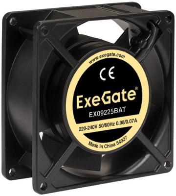 Exegate EX289004RUS Вентилятор 220В ExeGate EX09225BAT (92x92x25 мм, 2-Ball (двойной шарикоподшипник), клеммы, 2600RPM, 35dBA)