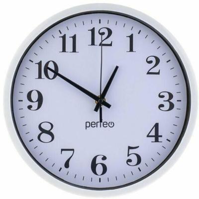 Perfeo Настенные часы "PF-WC-002", круглые д. 25 см, белый корпус / белый циферблат