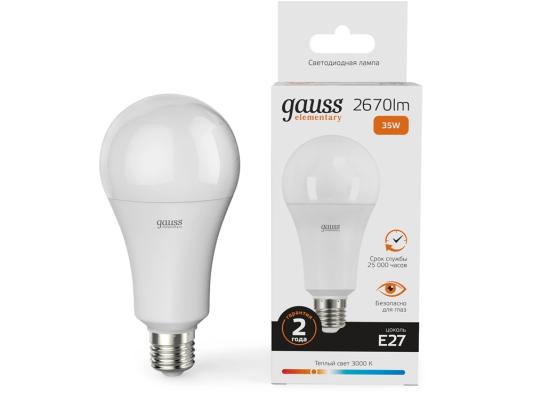 GAUSS 70215 Светодиодная лампа LED Elementary A67 35W E27 2670lm 3000K 1/10/50 0